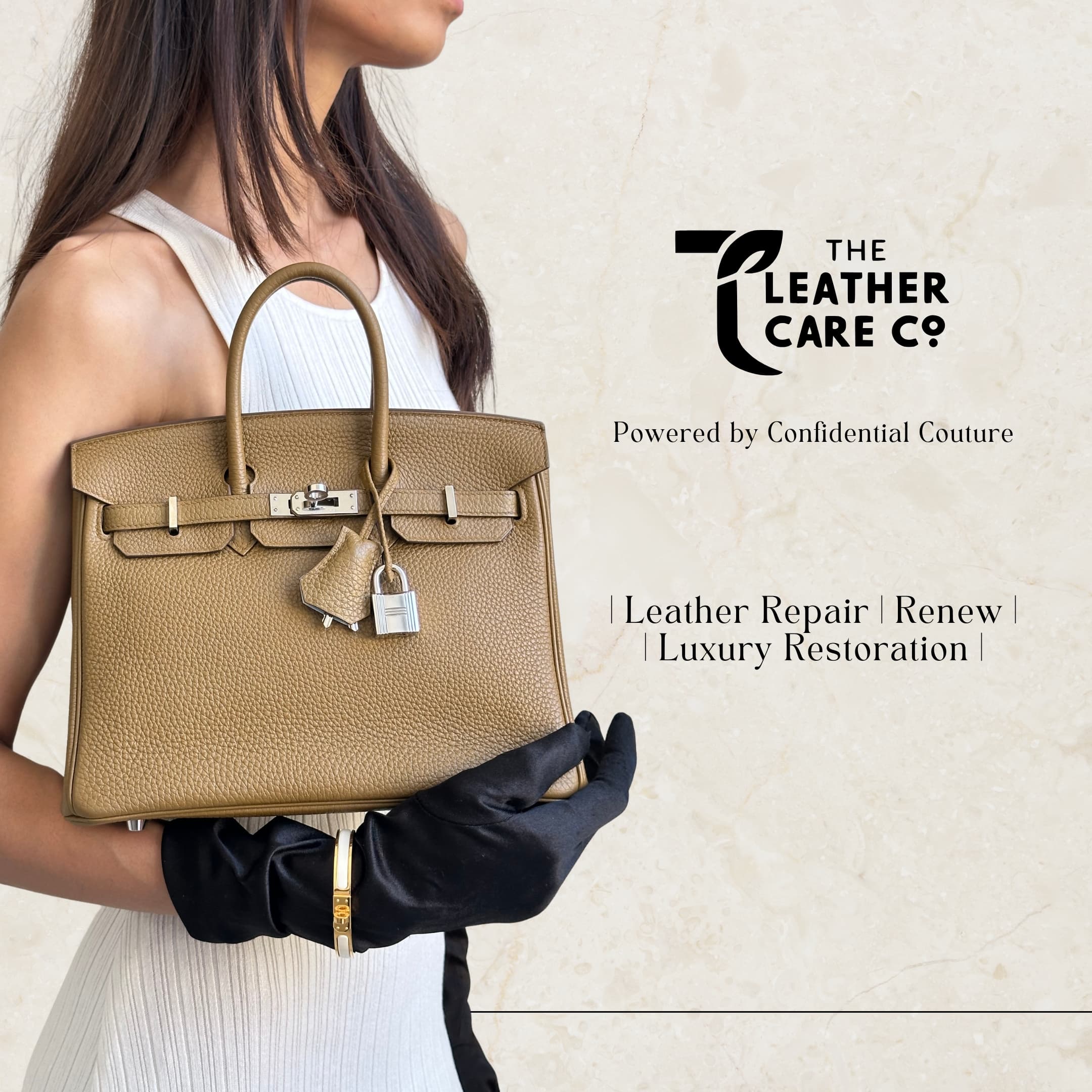 Birkin with model – The Leather Care Co. brand story